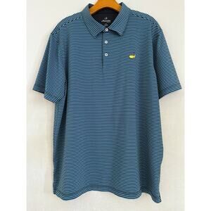 Masters Tech Performance Polo Shirt Men XL Blue Stripes Golf Stretch National